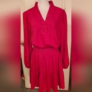 Crown & Ivy Vibrant Red Long Sleeve Dress